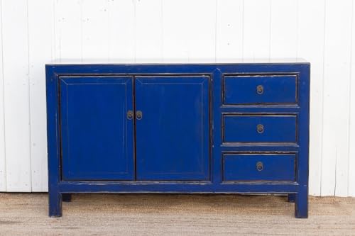 Lschool Royal Blue Lacquered Asian Credenza