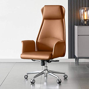 None Office Desk Chair Boss Chair Leather Seat, Lift Swivel Business Study Chair