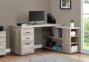 Monarch Specialties L-Shaped Corner Left or Right Facing Home & Office Computer Desk, 60"L, Taupe Reclaimed