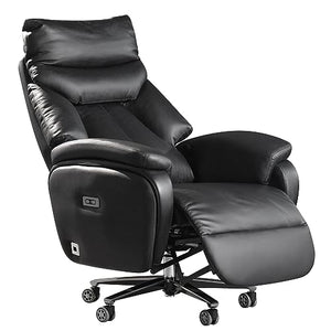 Kinnls Coast Power Office Recliner Chair with Adjustable Tilt Angle, Genuine Leather (Black-Dual Motor)