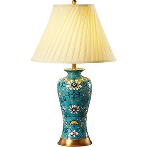 505 HZB Ceramic Desk Lamp, Living Room, American Bedroom, Bedside Lamp, Antique Study, European Style Full Copper Ceramic Lamp.