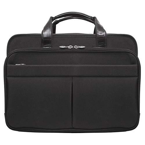 McKlein, R Series, Walton, Tech-Lite Ballistic Nylon, 17" Nylon Expandable Double Compartment Laptop Briefcase w/Removable Sleeve, Black (73985)