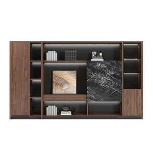 KAGUYASU Luxury Wooden Bookcase with LED Lamps, Brown 126