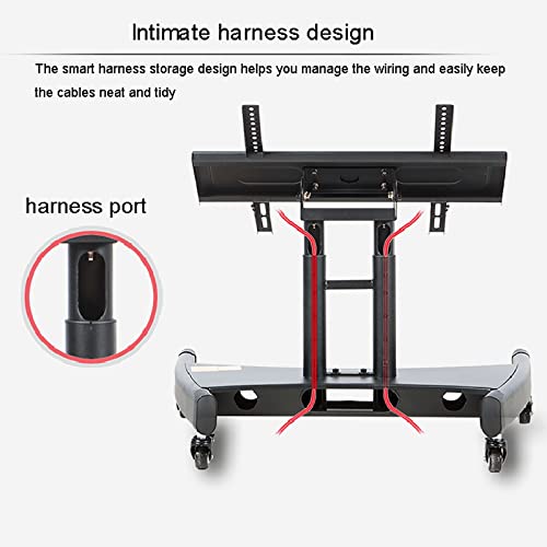 Mobile TV Cart Rolling Floor Stand, 0-90° Angle Adjustment, Fits 32-75 Inch TVs, Height Adjustable