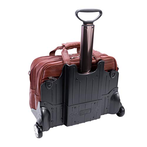 Siamod, VERNAZZA, CERESOLA, Napa Cashmere Leather, 15" Leather Checkpoint-Friendly Patented Detachable -Wheeled Laptop Briefcase, Cognac (46004), 19 5 L x 10 W x 14 25 H