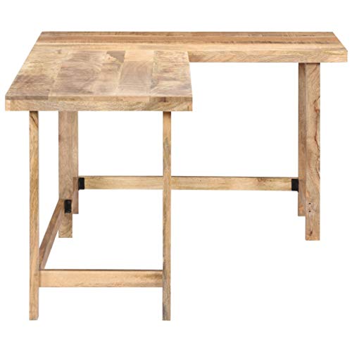 vidaXL Solid Mango Wood Desk Study Bedroom Office Table Writing Stand Home Indoor Corner Computer Desk Workstation Furniture 71"