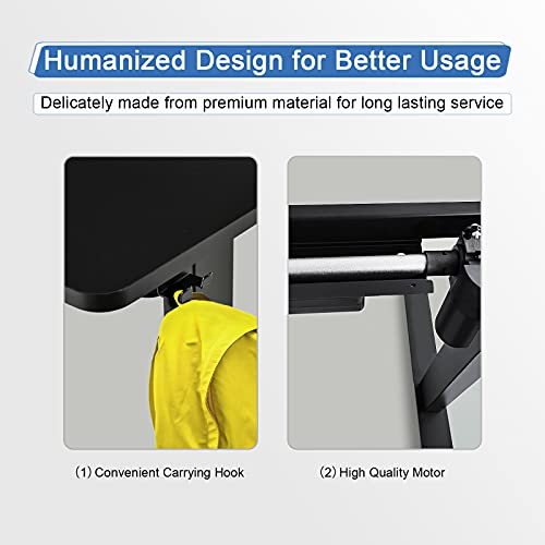 Tangkula Electric 2-Tier Standing Desk, Mobile Height Adjustable Sit Stand Desk Workstation with 4 Lockable Wheels & Replaceable Foot Pads, Hanging Hook, Cable Management Tray, Memory Setting (Black)