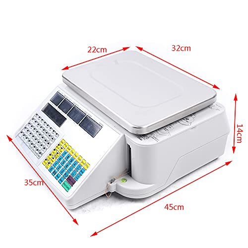 Futchoy Commercial Electronic Price Computing Scale w/Label Printer, 66lb Capacity - Digital Scale for Fruit Meat Vegetables - Supermarket Grocery Scale
