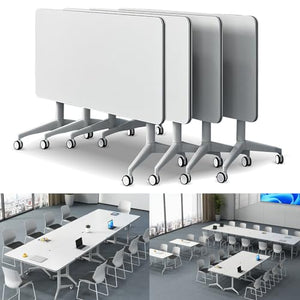 JNMDLAKO Folding Conference Table 6FT Mobile Meeting Table with Silent Wheels