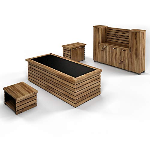 Casa Mare 87" Wood Office Furniture Set of 4pcs | Executive Desk, Cabinet, File Cabinet, Coffee Table