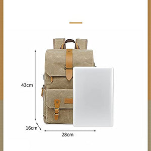 ZOYE Vintage Batik Canvas + Leather Photo Bag Outdoor Travel Spacious Backpack Padded Photography SLR Camera Bag Men's Canvas, Travel Backpack Rucksack School Bag