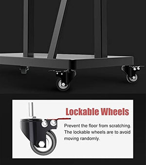 RonGQi Adjustable Height Mobile TV Stand for Flat Screens 40-75Inch with Wheels, Av Shelf, Storage - Heavy Duty Rolling TV Cart