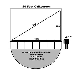 Outdoor/Indoor 20' Quikscreen Pro Projector Screen with Lockable Media Case | Easy to Set Up & Take Down (QS-400)