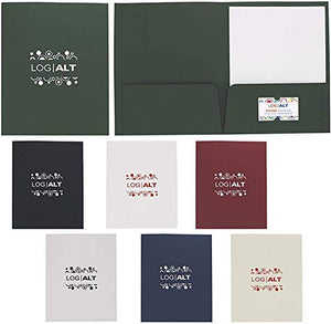 Personalized Linen Paper Folder Printed with Your Logo + Text - 100 Qty