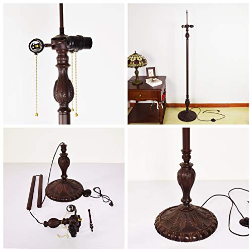 Xiaochen Tiffany Green Pastoral Style Floor Lamp 16" Stained Glass Reading Lamp