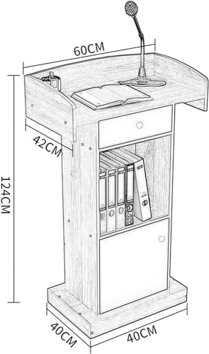 SMuCkS Professional Wood Lectern Podium with Wide Desktop - Floor-Standing Speech Church Pulpit (Color: A, Size: 60x42x124cm)