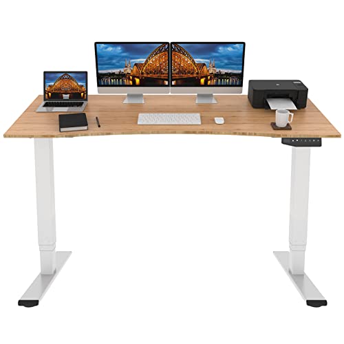 FLEXISPOT Pro 3 Stages Dual Motor Electric Standing Desk 72x30 Inch Bamboo Contour Whole-Piece Board Height Adjustable Desk