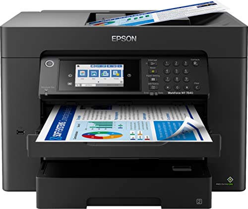 Epson Workforce Pro WF-7840 Wireless All-in-One Inkjet Printer, Wide-Format Printing up to 13" x 19", Auto Duplex Print, Copy Scan Fax, Two 250-Sheet Trays, 50-Sheet ADF