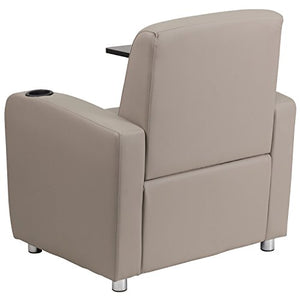 Flash Furniture George Gray LeatherSoft Guest Chair with Tablet Arm, Chrome Legs and Cup Holder
