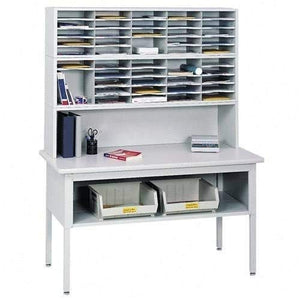Safco Products 7749GR E-Z Sort Mail Station Sorting Table with Shelf, Gray
