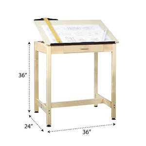 Diversified Woodcrafts Art/Drafting Table, 36"W x 24"D x 36"H, Almond Laminate Top, Maple Base, USA Made
