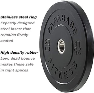 papababe Bumper Plates with 2 inch Change Plate Set Olympic Fractional Plate for Strength Training（175lb Set）