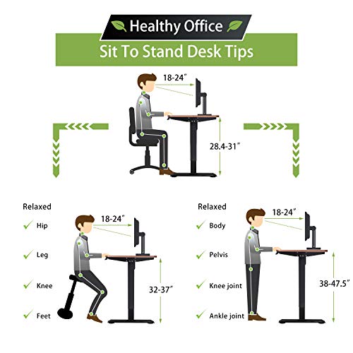 JUMMICO Electric Height Adjustable Standing Desk Office Computer Table Stand Up Home Workstation T-Shaped Metal Bracket with 44 x 24 Inches Wood Tabletop (Walnut)