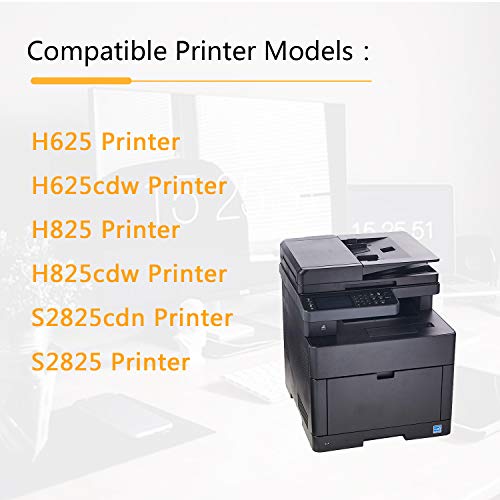 5-Pack(2BK+1C+1M+1Y) Compatible Toner Cartridge Replacement for N7DWF P3HJK 5PG7P 3P7C4 to use with Dell H625 H625cdw H825 H825cdw S2825cdn S2825 Printers.