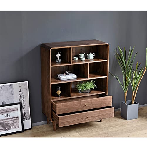 TOMYEUS Floor-to-Ceiling Book Shelf Low Bookcase Storage Display - Walnut