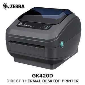 Zebra - GK420d Direct Thermal Desktop Printer for Labels, Receipts, Barcodes, Tags, and Wrist Bands - Print Width of 4 in - USB and Ethernet Port Connectivity