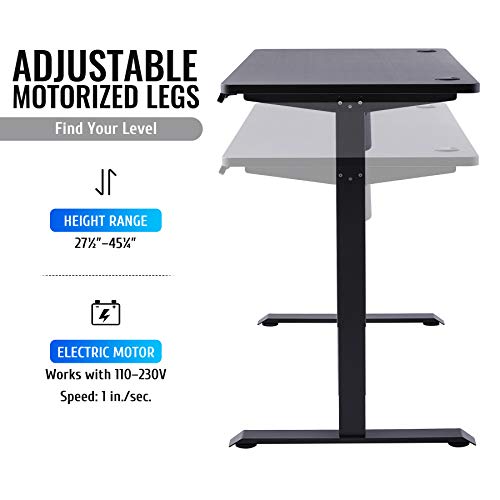 VONLUCE Height Adjustable Computer Desk | 48x24 inch Electric Standing Desk for Home Office | Electric Stand Up Desk with Under Desk Cable Management | One Piece Top Ergonomic Sit Stand Desk, Black