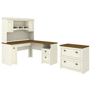 3 Piece Office Set in Antique White-Home office furniture sets-Computer desk-Home office desks-Desk with drawers-Storage cabinet-Home office desk-Home office furniture set-Home office set furniture