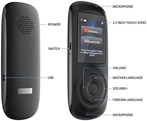 Language Translator Device Portable 70 Languages Two Way Instant Voice Translator Smart Real-Time WiFi/Hotspot (White)