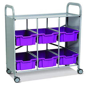 Gratnells Callero Plus Library Cart with 6 Deep F2 Plum Purple Trays