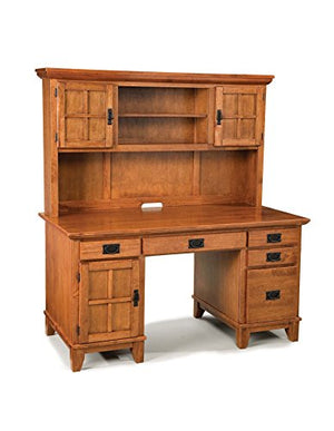 Arts and Crafts Cottage Oak Double Pedestal Desk and Hutch by Home Styles