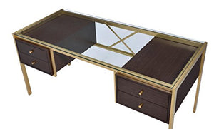 Acme Furniture 92785 Yumia Gold Desk with Glass Top