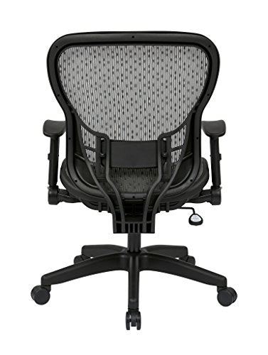 SPACE Seating R2 SpaceGrid Seat and Back, 2-to-1 Synchro Tilt Control, Adjustable Flip Arms, Nylon Base Adjustable Managers Chair, Black