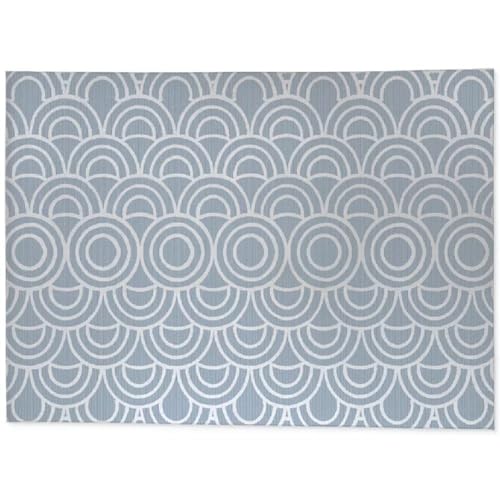 TRP Decorative Artisan Design Foldable Office Chair Mat 4' x 6' | Solid Light Blue/Ivory Color - Scratch, Crack, & Water Proof