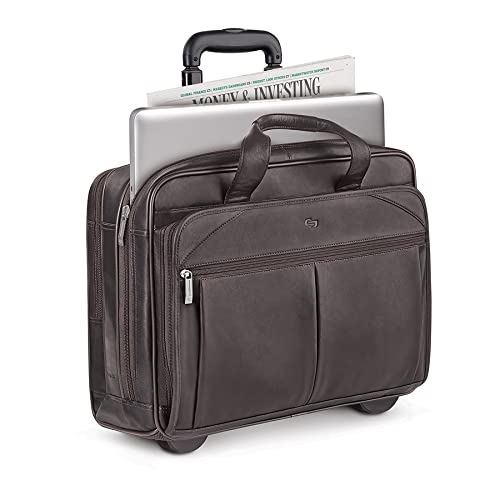 Solo New York Walker Leather Rolling Laptop Bag, Espresso