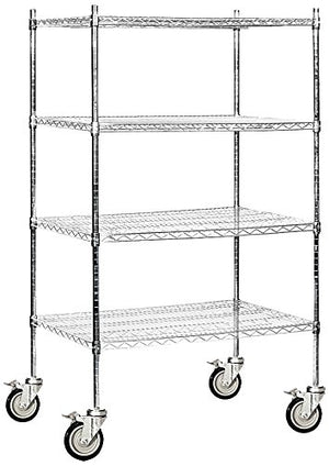 Salsbury Industries Mobile Wire Shelving Unit, 36-Inch Wide by 69-Inch High by 24-Inch Deep, Chrome
