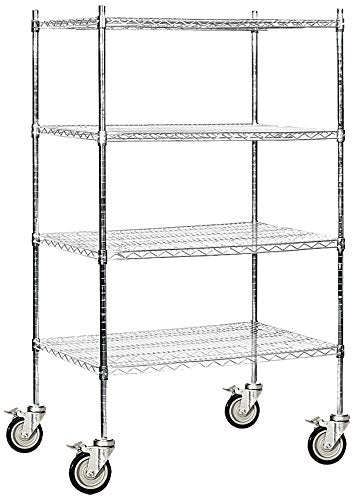 Salsbury Industries Mobile Wire Shelving Unit, 36-Inch Wide by 69-Inch High by 24-Inch Deep, Chrome