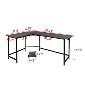 FCSFSF Desktop Computer Desk L-Shaped Desk Corner Computer Table Game Table Workstation, Used for Home Office Study, Black