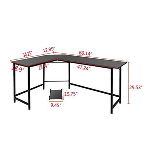 GUOOK Multipurpose Table L-Shaped Desk Corner Computer Table Game Table Workstation, Used for Home Office Study, Black