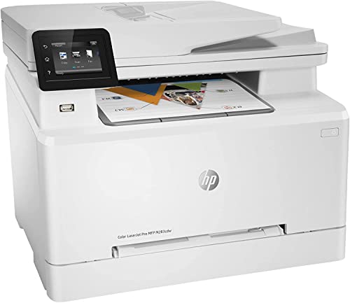 HP Color Laserjet Pro M283cdw Wireless All-in-One Laser Printer, Print Scan Copy Fax, Auto 2-Sided Printing, 22ppm, 600x600DPI, 260-Sheet, Remote Mobile Print, White, Durlyfish USB Printer Cable