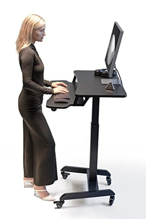 OCOMMO Height Adjustable Mobile Workstation with Keyboard Tray - Sit to Stand Desk