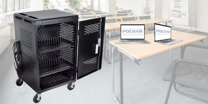 30 Device Laptop Charging Cart for Chromebook Storage - Classroom Charging Station for 30 Chromebook and Laptop Under 14 Inch Screen - Laptop Charging Station with 2 Power Strips with 15 Outlets Each