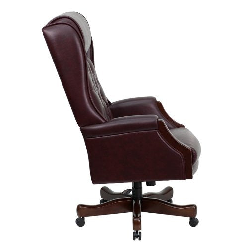 Flash Furniture High Back Traditional Tufted Burgundy Leather Executive Swivel Chair with Arms