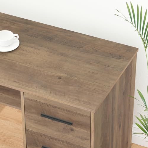 HSH Rustic L-Shaped Home Office Desk with Drawers - 59 Inch