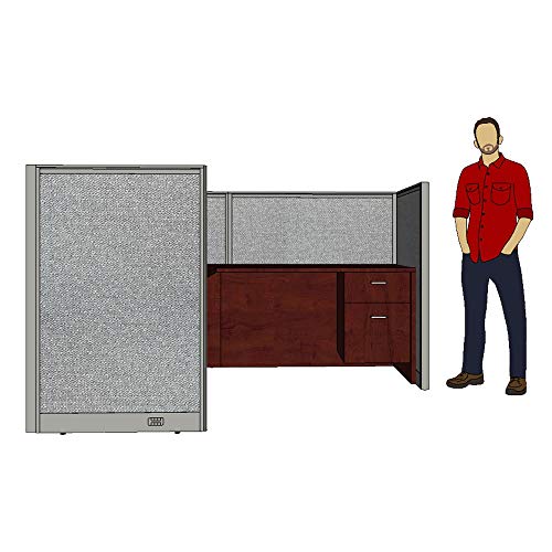 G GOF 1 Person Workstation Cubicle (6' x 6' x 4') - Office Partition, Room Divider (48" Desk, Artisan Grey)