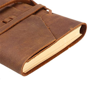 BDYCZ Classic Leather Notebook Antique Diary Journal with Binding Rope for Gift (Brown) (Color : A, Size : One Size)